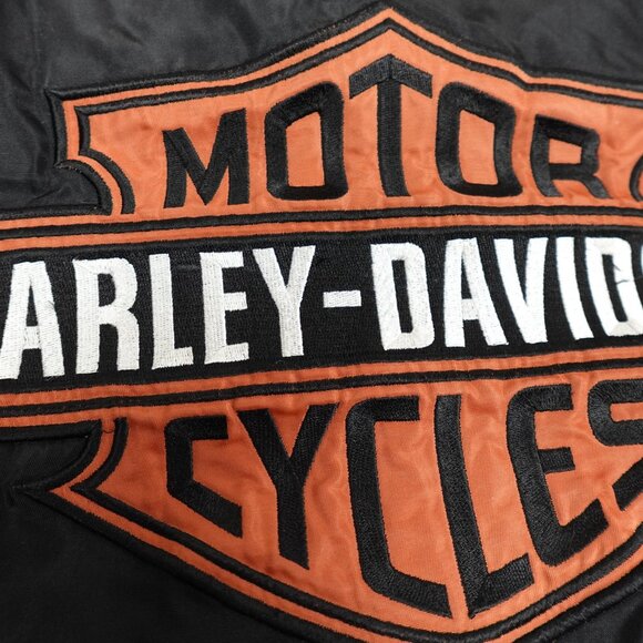 Harley Davidson Motorcycle Bomber Jacket Men's XXL Embroidered Spellout Logo - Picture 9 of 12
